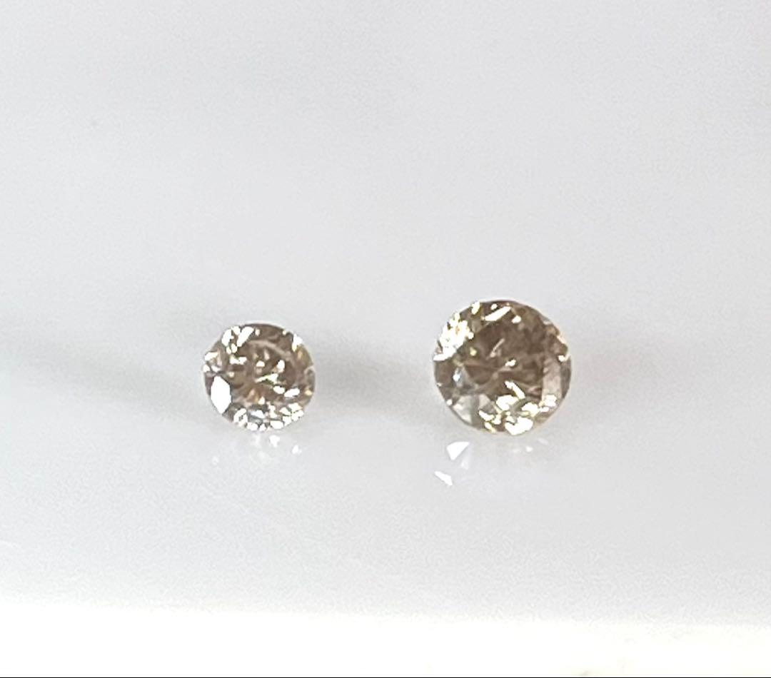 びじゅ K18片耳ダイヤピアス0.1ct 0.2ct ブラウン系