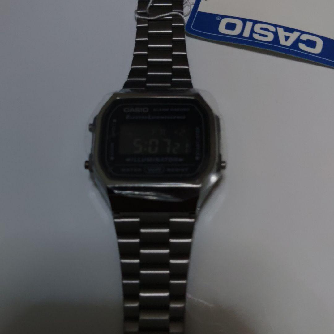 【新品未使用】カシオメタルバンド ガンメタ A168WGG-1B　海外モデル