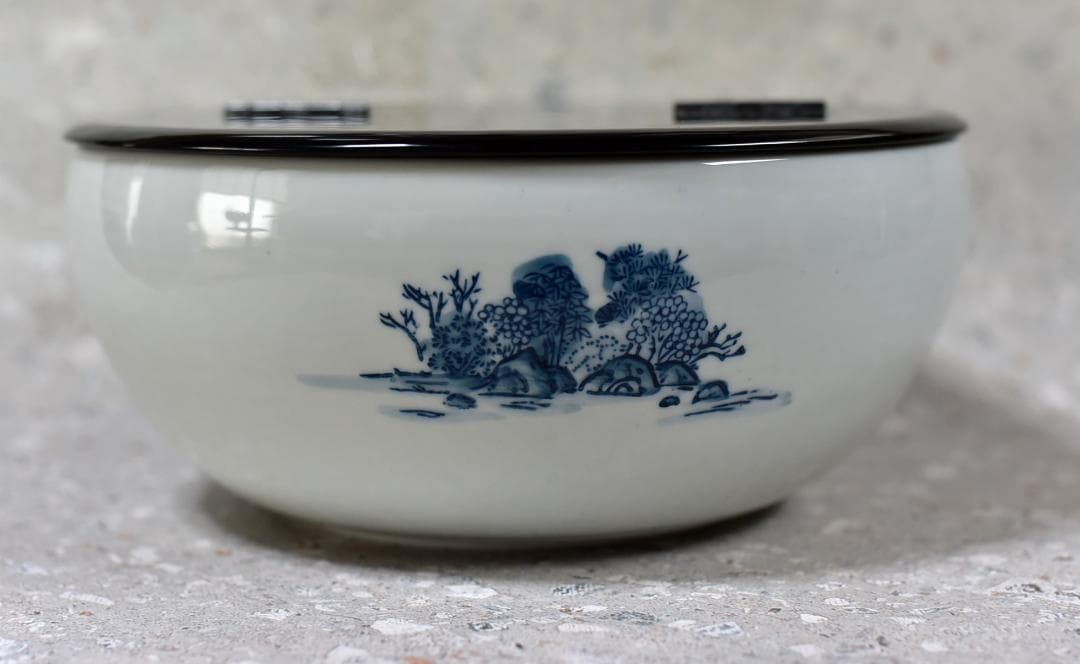 貴山造　染付山水紋平水指　【極上品】　お茶道具/共箱