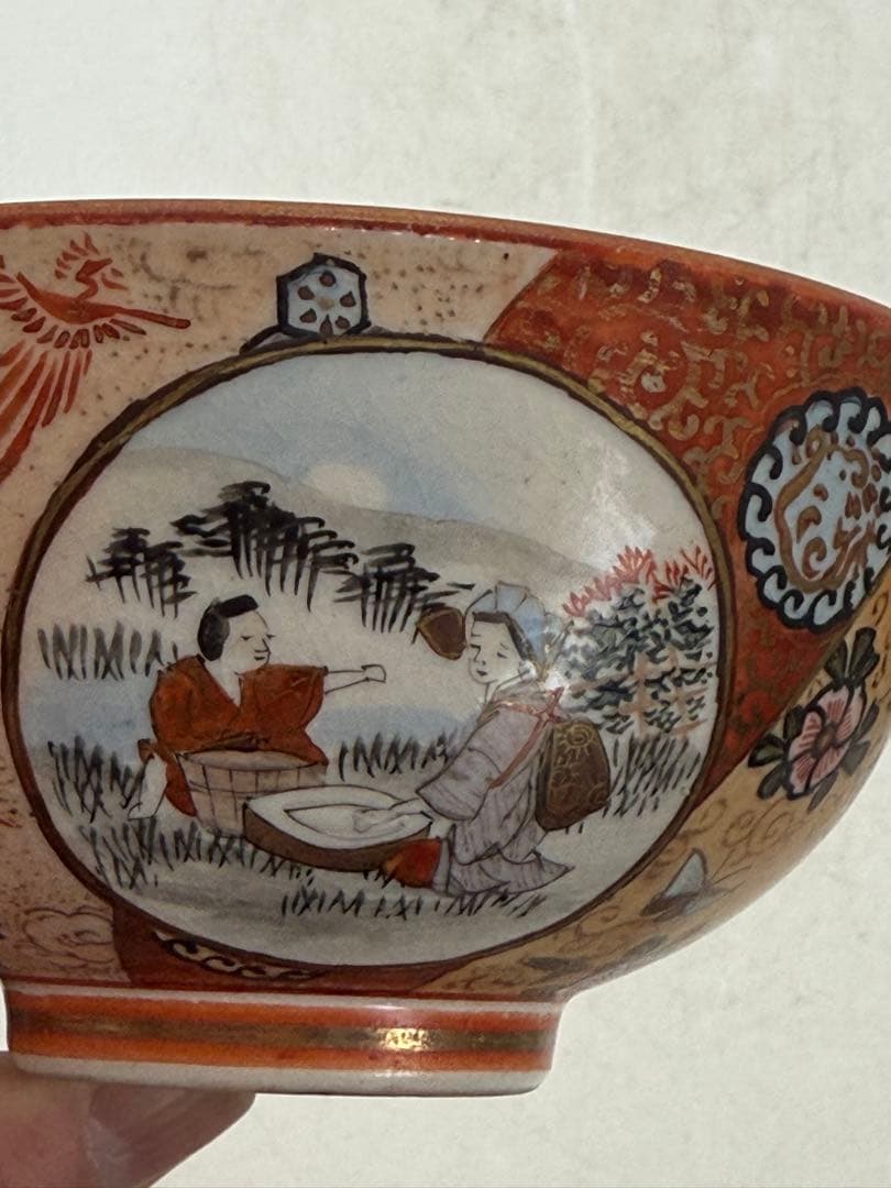 明治　極上　九谷　蓋茶碗③ 九谷谷口造　送料込み250130