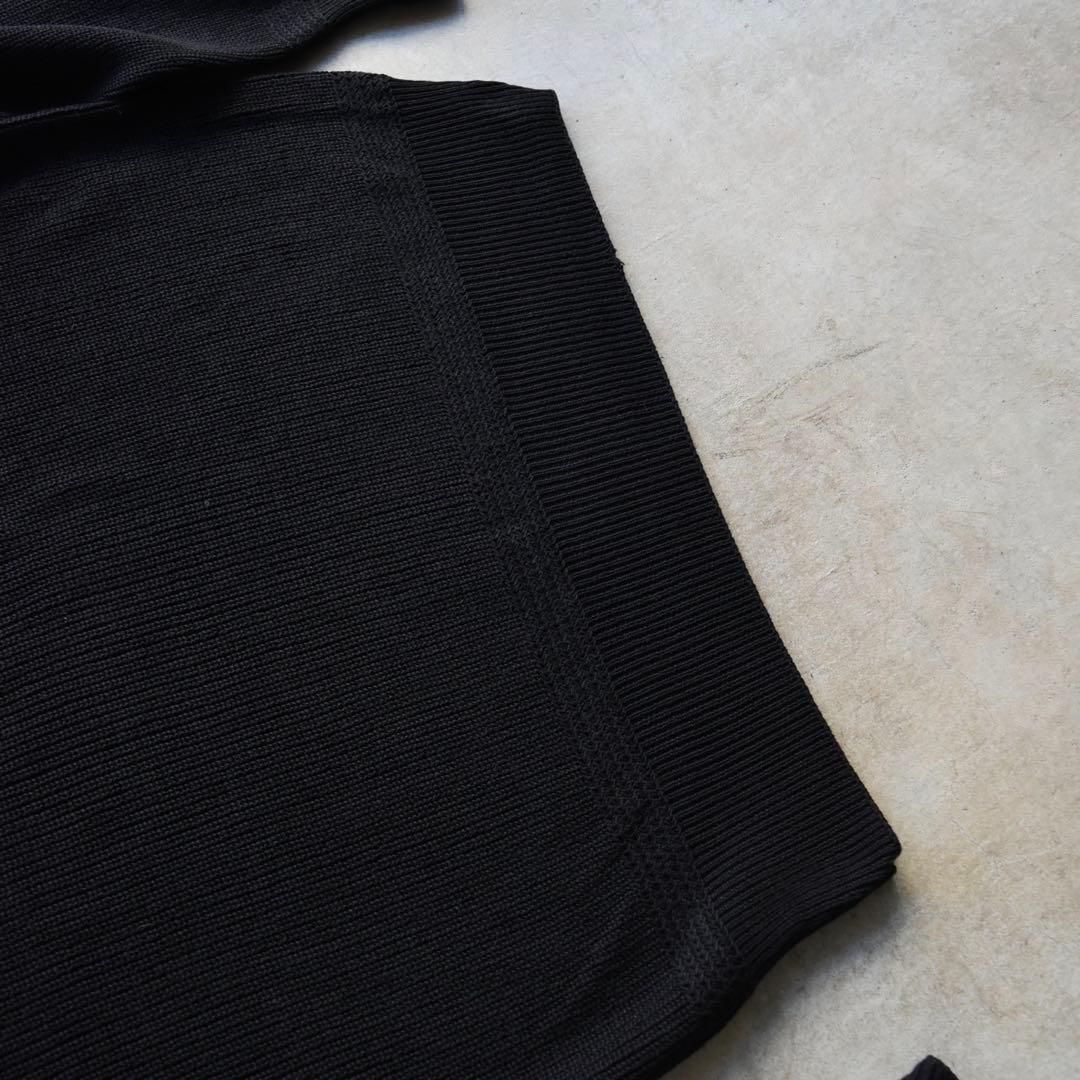 80s エディーバウアー ヘンリーネック コットンニットセーター 黒 USA製L