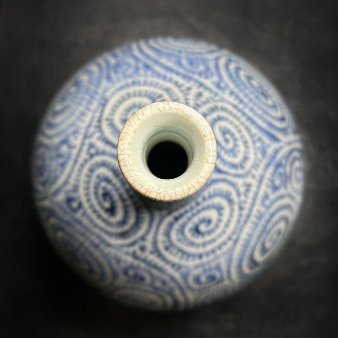 ★江戸期 古伊万里 染付！蛸唐草文 鶴首 瓶/徳利/花入！★