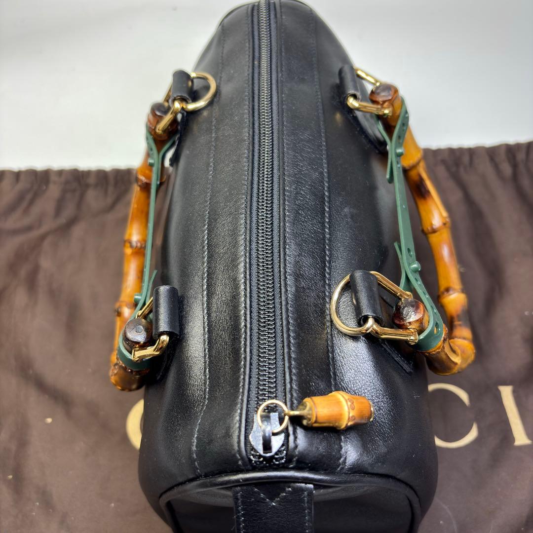 極美品　GUCCI グッチバンブーレザーミニボストン　2way ショルダーバッグ