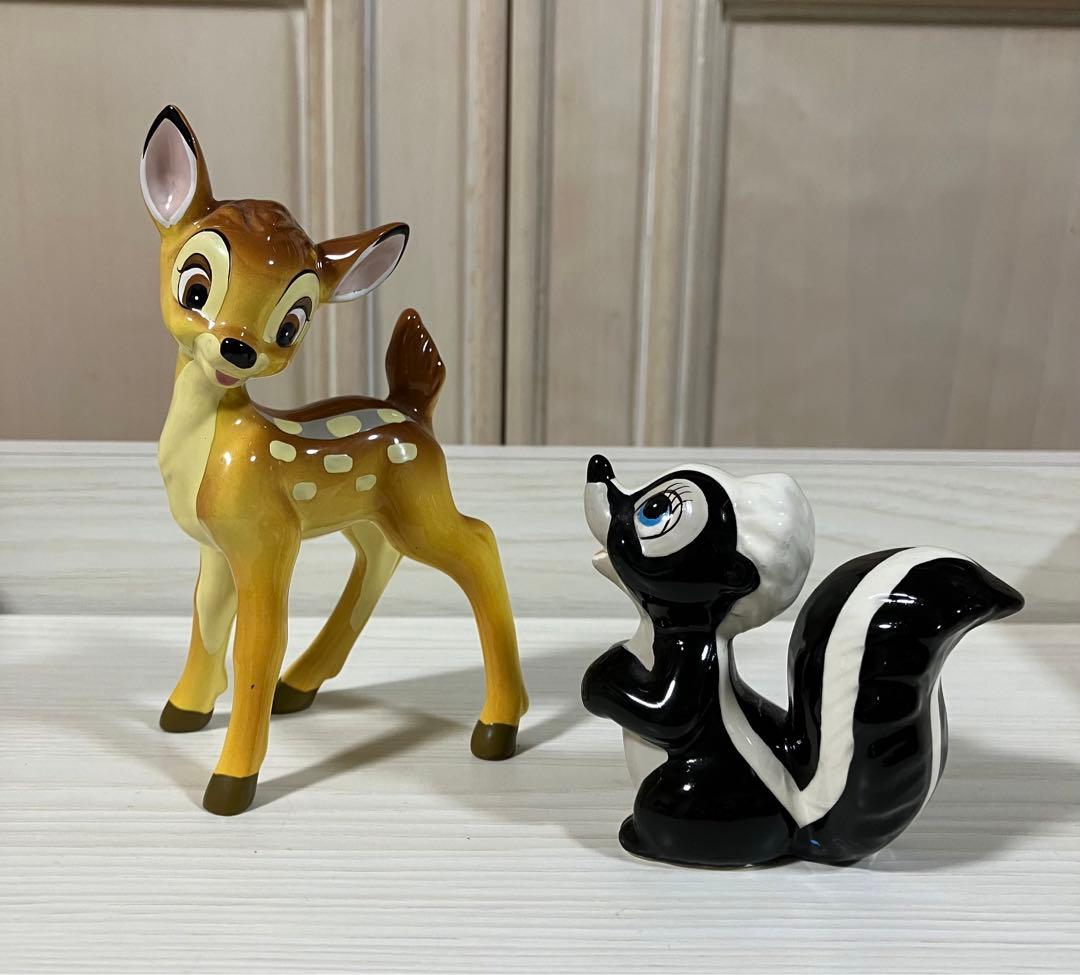 ディズニー　陶器　フィギュア　ミッキーマウス　シンデレラ　バンビ　レトロ　レア
