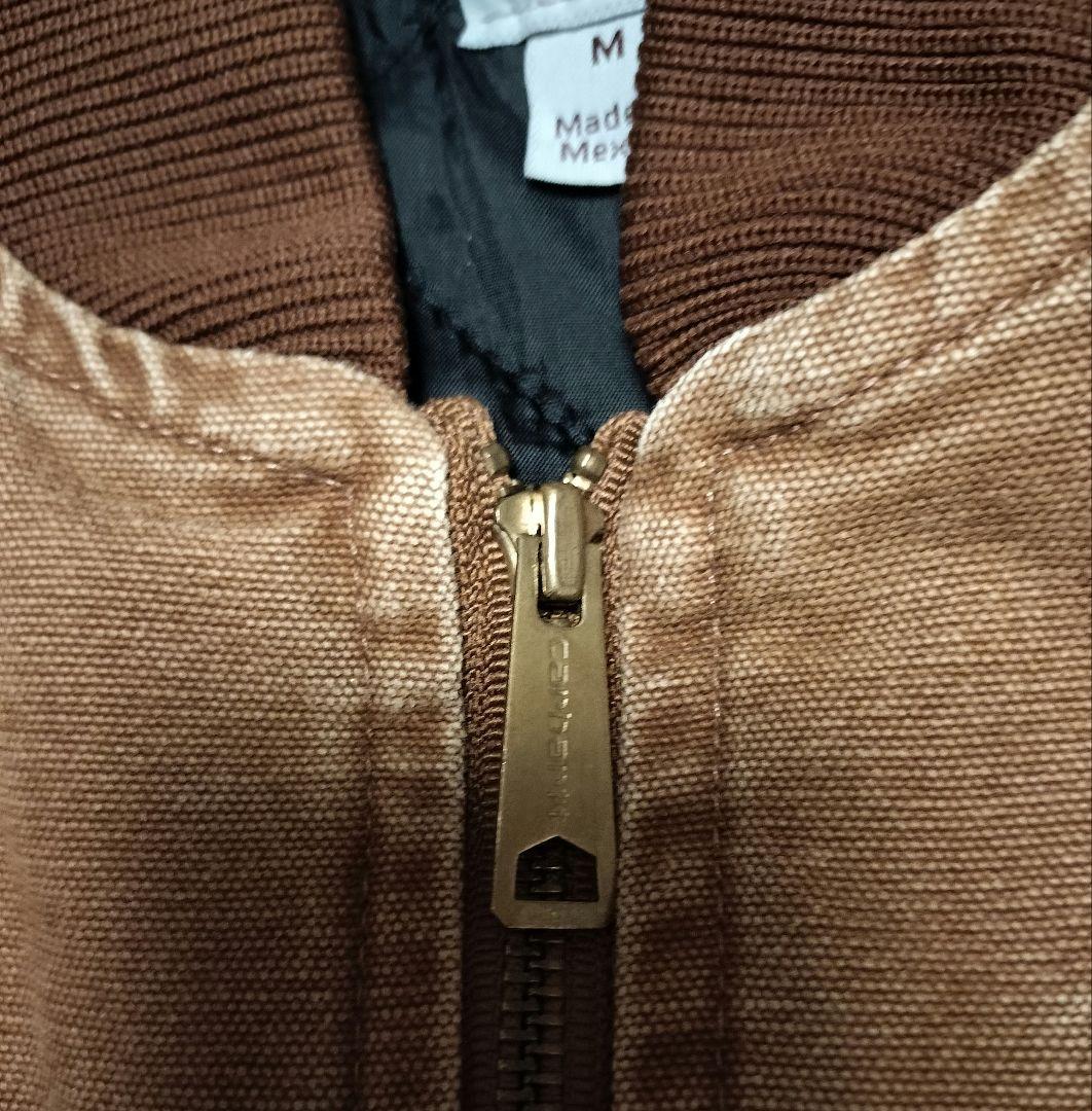 Carhartt ベスト 　ブラウン　レザー　レザーパッチ　真鍮　デカジップ