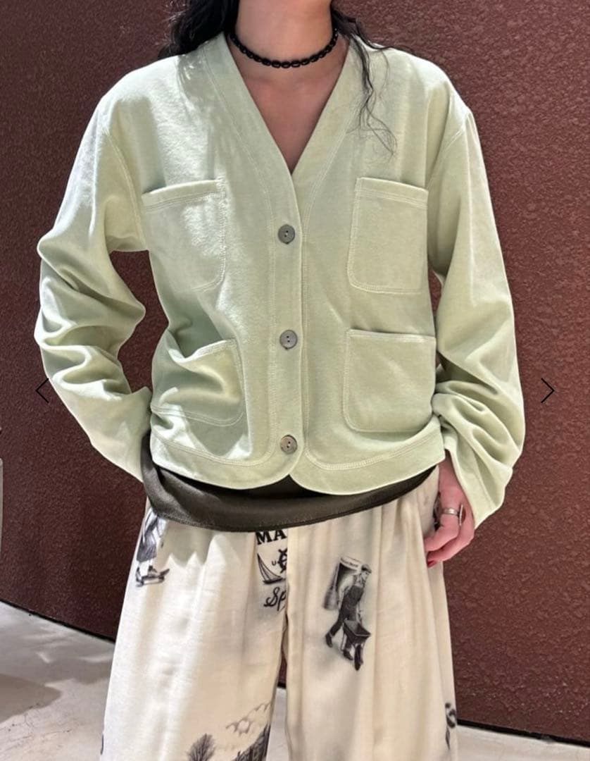 今期2026春夏<6（ROKU）＞ベロア カラーカーディガン