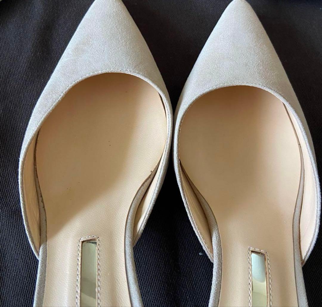 BALDANポインテッドトゥ ミュール パンプス シューズ ベージュ37