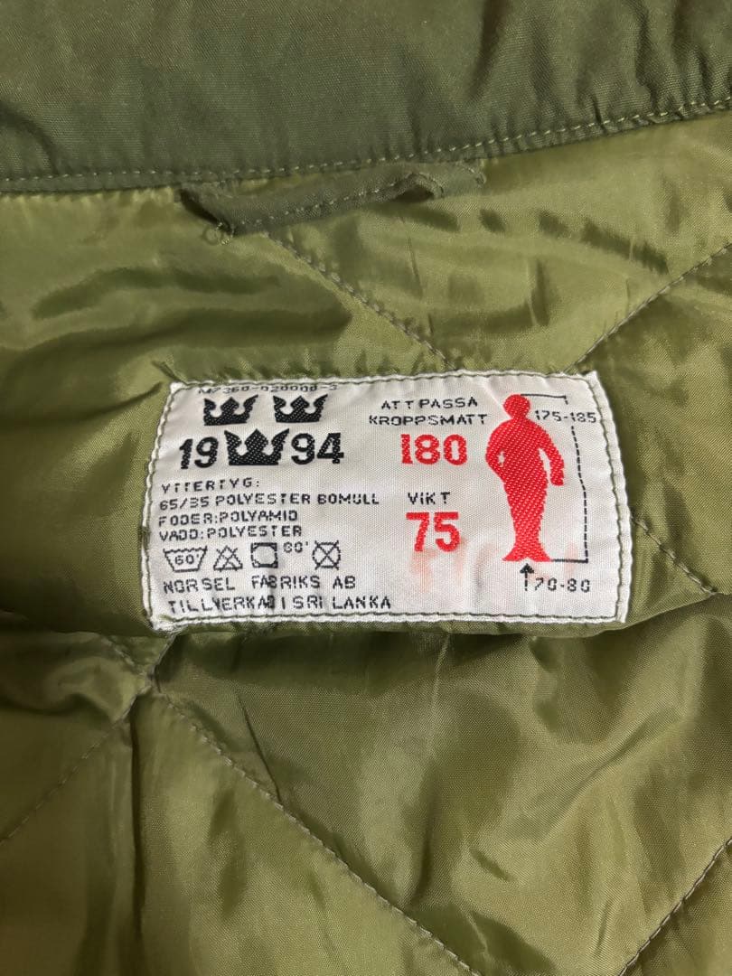 美品スウェーデン軍　M90コート　型　コールドウェザーパーカー 180/75