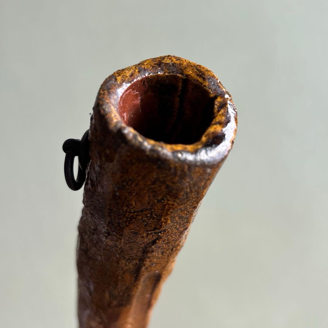 大樋焼 「尺八 掛花入」 中村長阿弥 花入 共箱 全長31cm