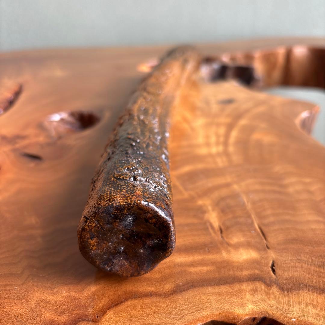 大樋焼 「尺八 掛花入」 中村長阿弥 花入 共箱 全長31cm