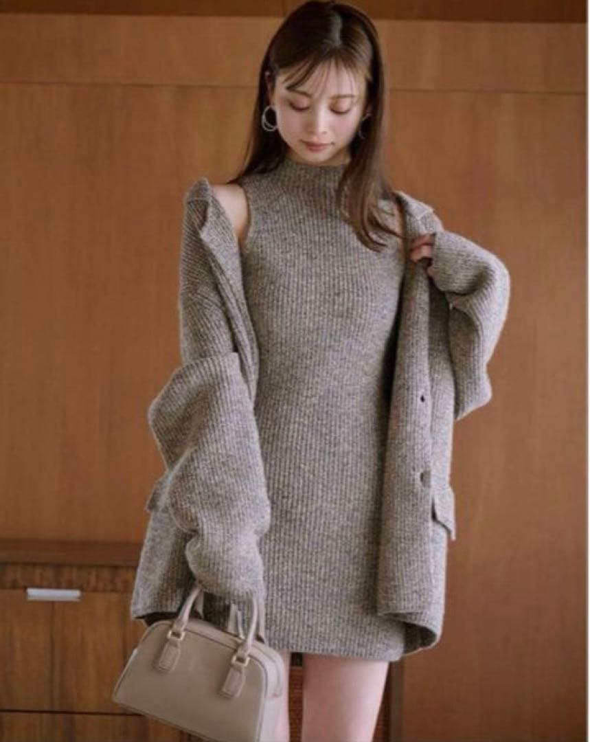 【新品未使用/タグ付き】SNIDEL ミニニットワンピース ニットジャケット