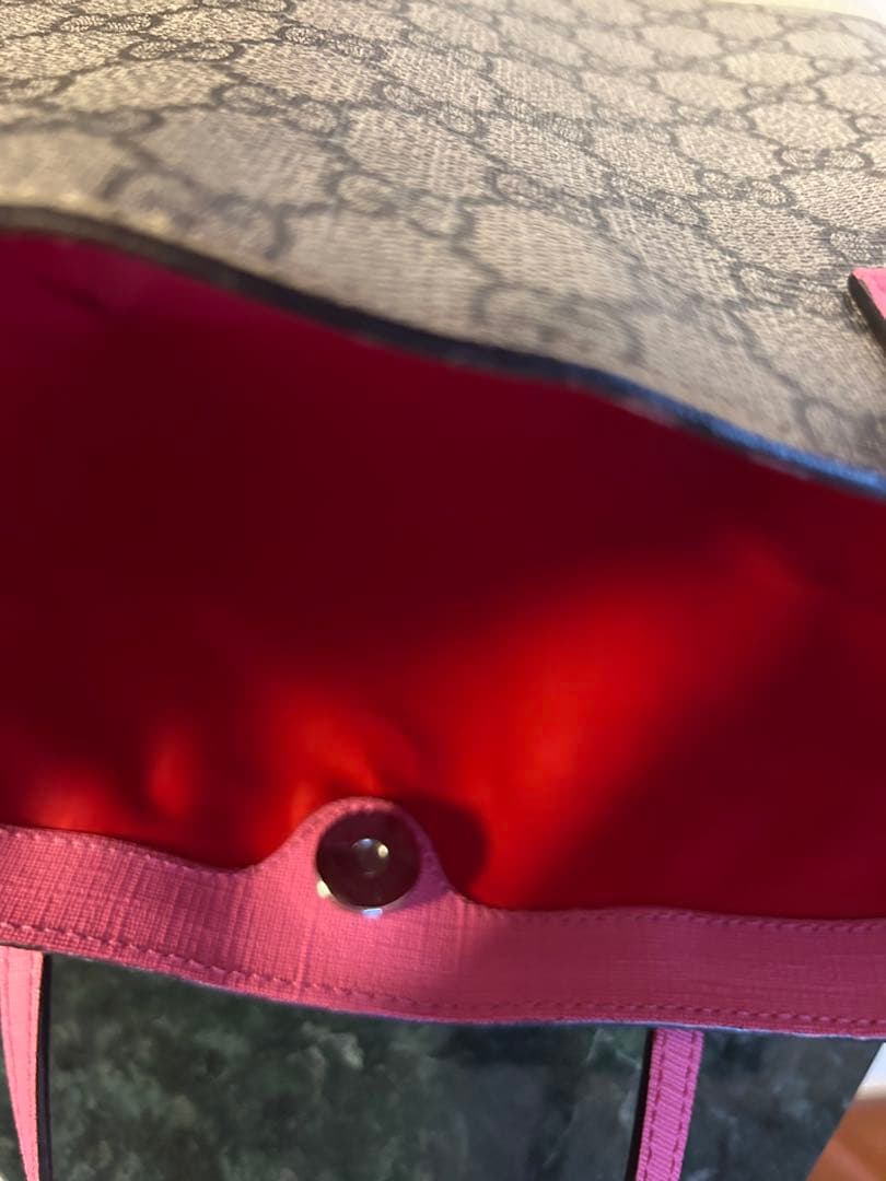 GUCCI リボン付きトートバッグ ベージュ/ピンク