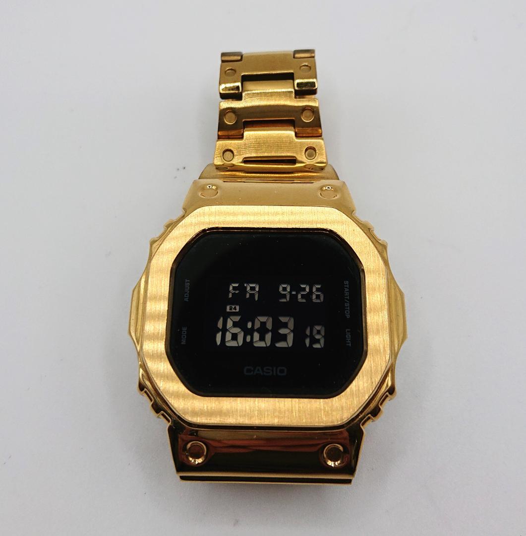 美品CASIO G-SHOCK DW-5600BB ゴールドベゼルクォーツ可動品