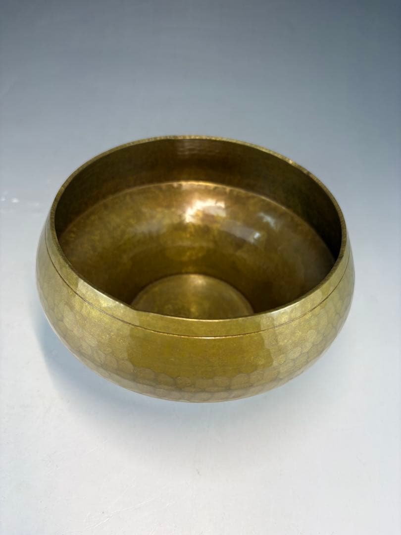 【中古品】一ノ瀬宗也造　唐銅車軸形建水（共箱）