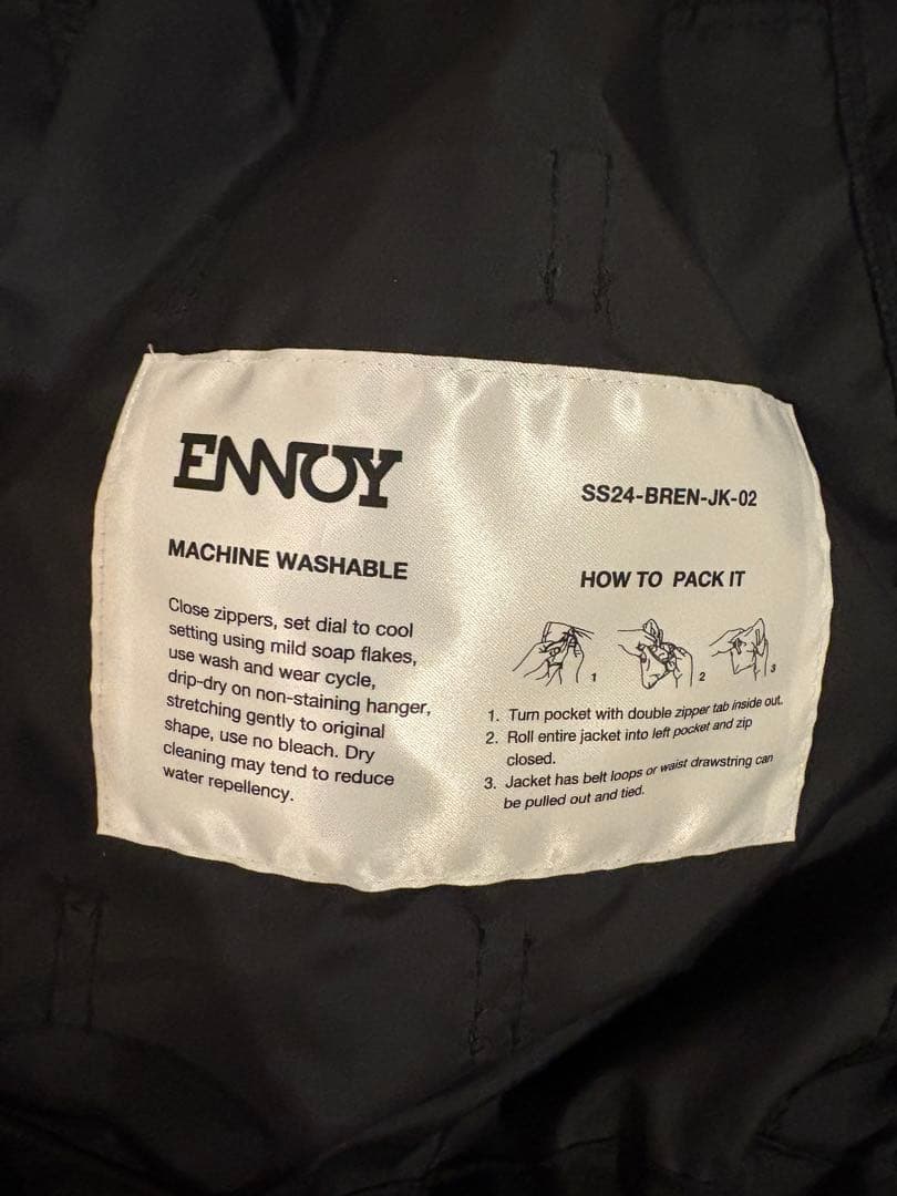 ennoy PACKABLE NYLON JACKET (BLACK) Sサイズ