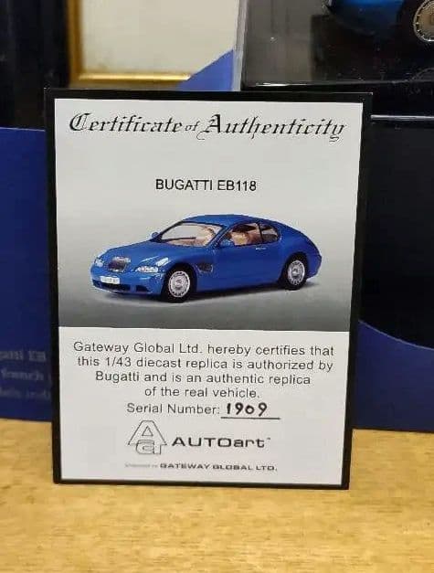 ミニカー Autoart BUGATTI EB 118 paris 1998 1/43