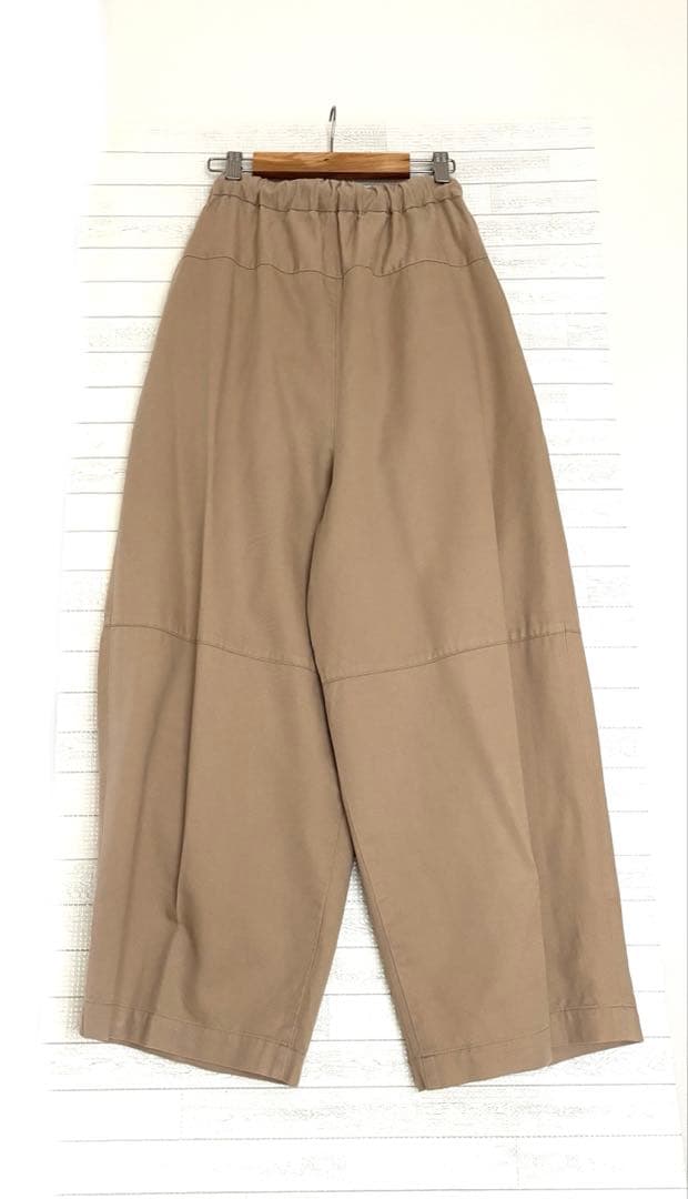 nagonstans ワイド タック パンツ ベージュ ドローストリング S