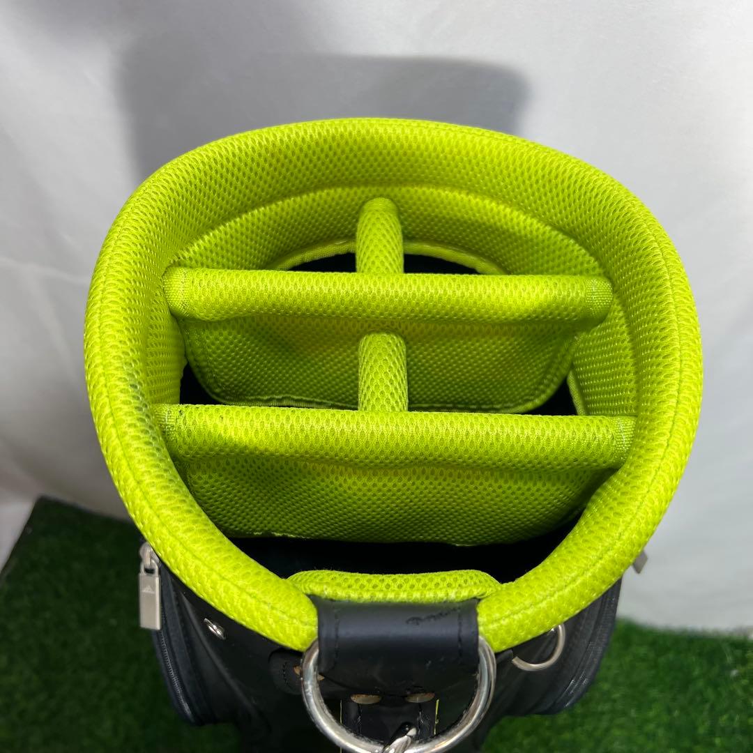 adidas ドット柄 キャディバッグ ゴルフバッグ 黒/黄緑