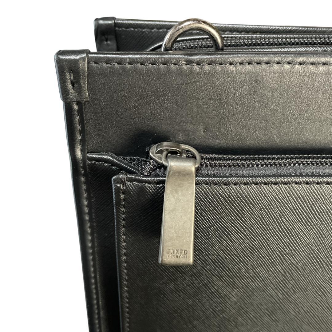 【美品】 タケオキクチ ブリーフケース ビジネス 2WAY ショルダー A4収納