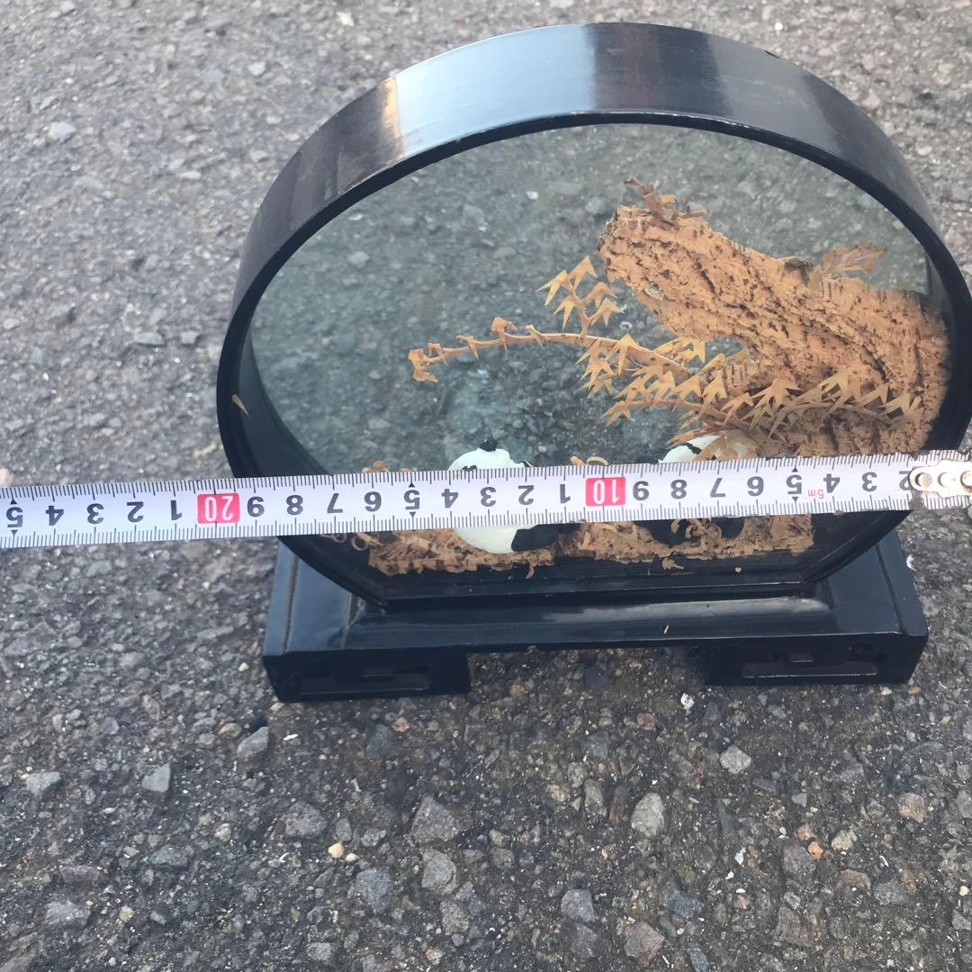 パンダと木の彫刻 置物 約20cm