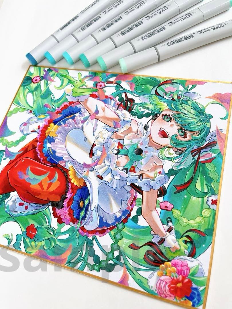 も*ふ様 ✴︎ 初音ミク Blooming ✴︎　手描き　イラスト　アナログ　色