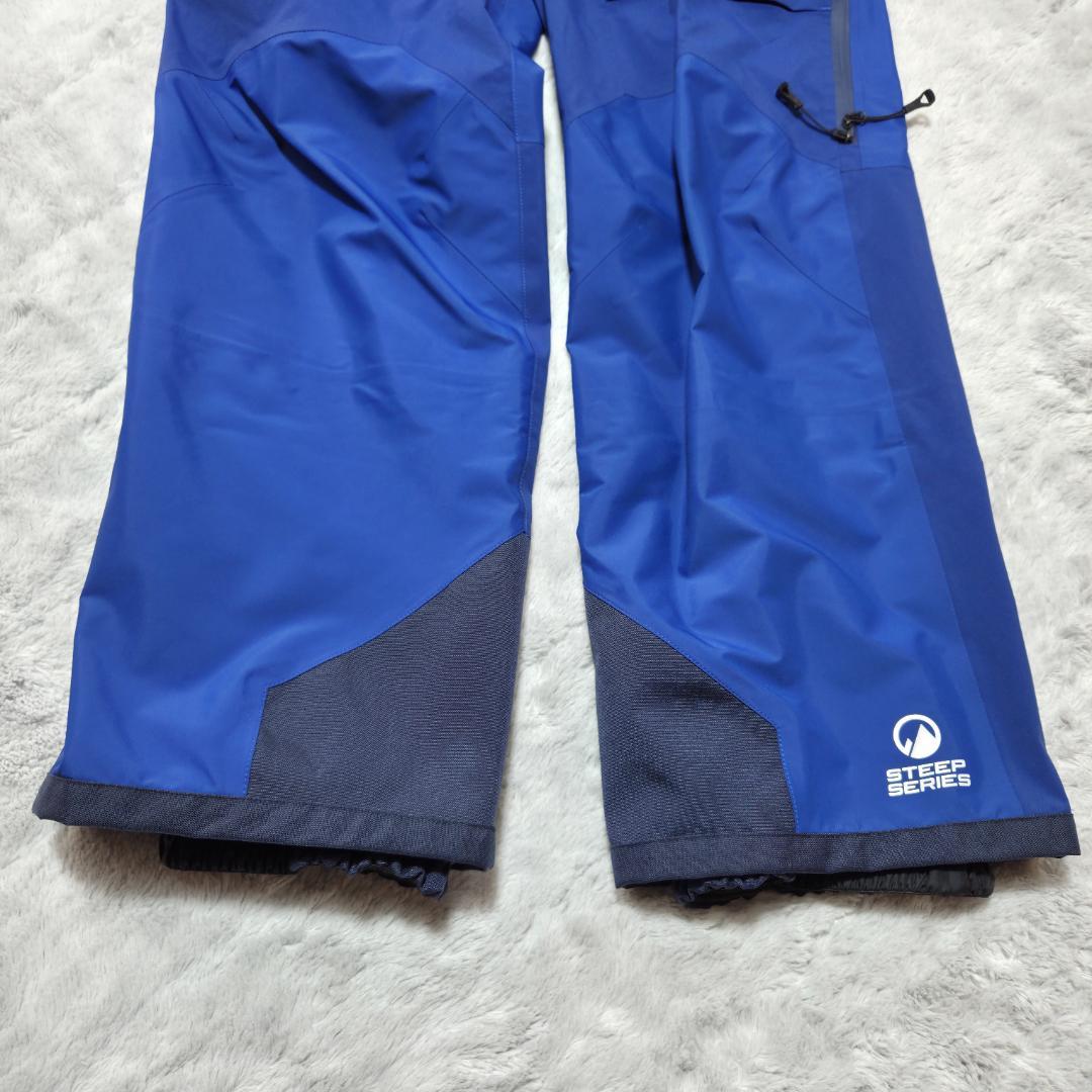 美品ザノースフェイス ビブパンツ　STEEP　ゴアテックスプロ　S　青　ポケット
