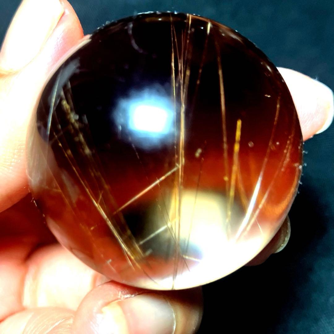 38mm ゴールドルチルクォーツ　丸玉　スフィア　金針水晶