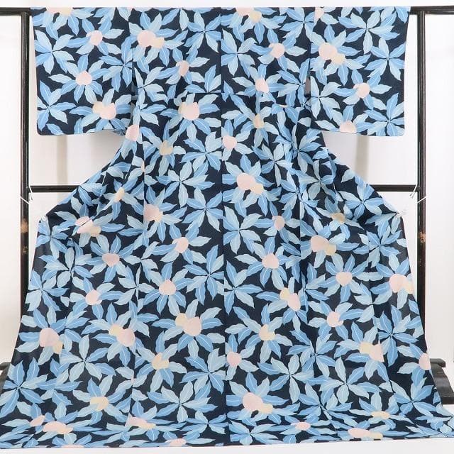 新品 セオアルファ 桃 洗える夏着物 仕付け糸付 トール 小紋 浴衣 3846