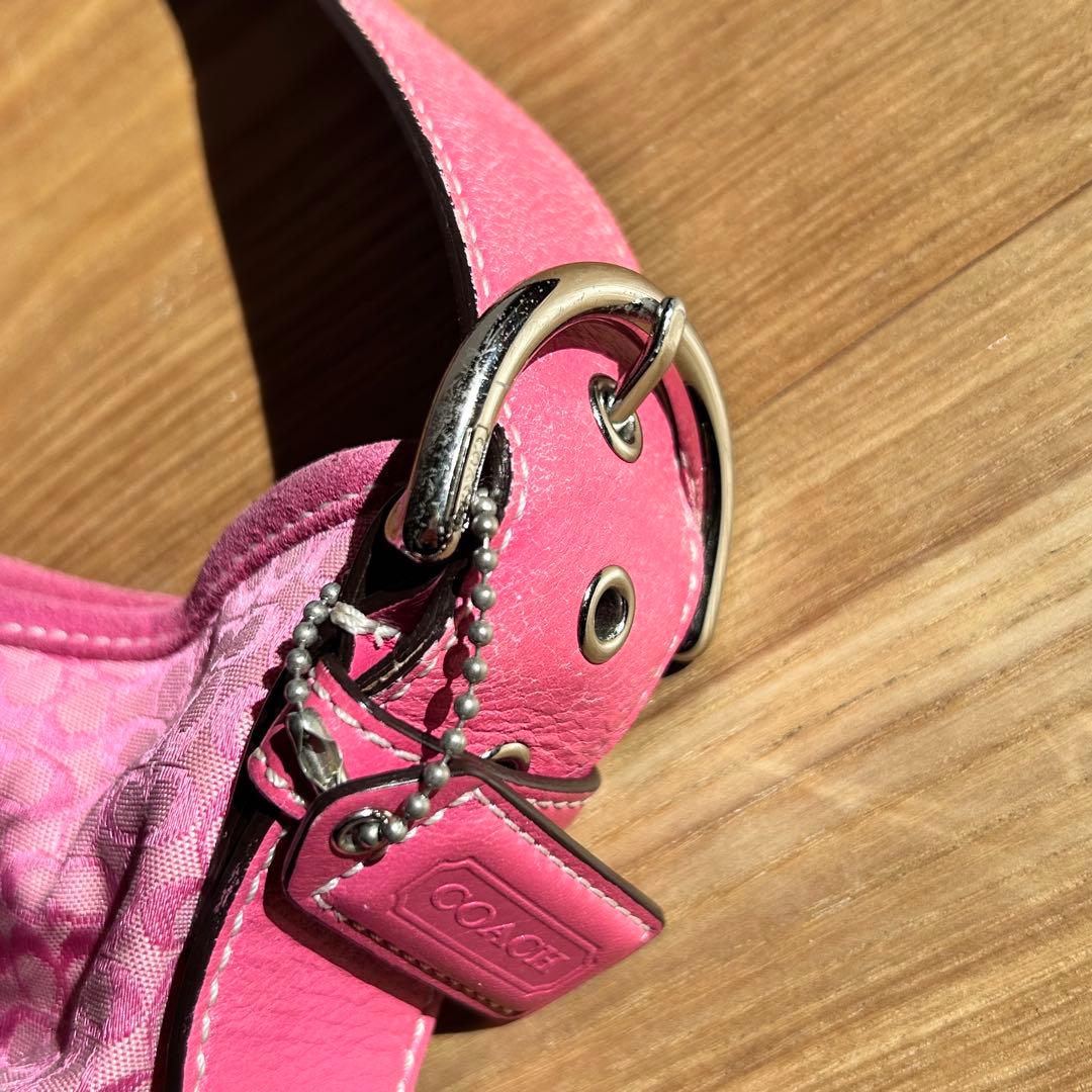 COACH ピンク スエード ハンドバッグ
