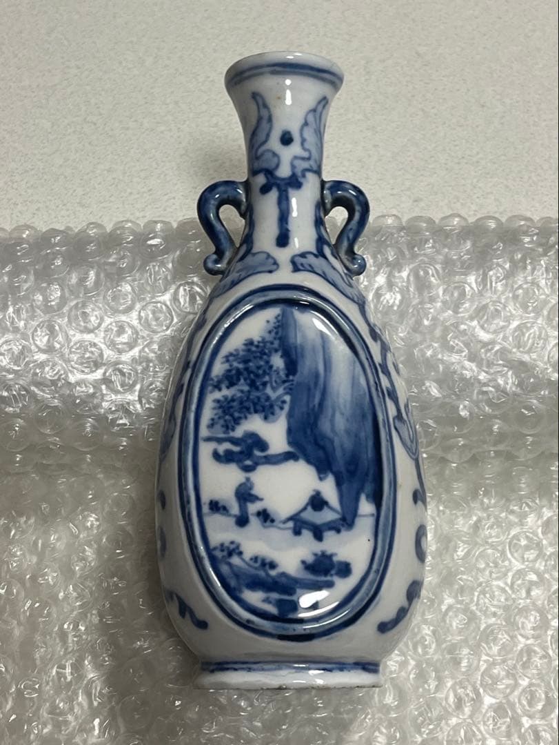 花瓶　花器　花生　染付　道ハ