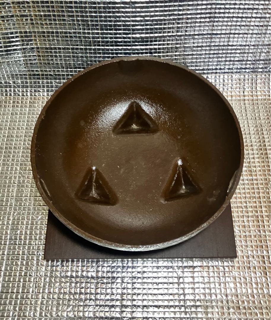 鉄製 二重構造 茶釜 専用台付き　文秀堂　南部鉄器　茶釜風灰皿　台座付き