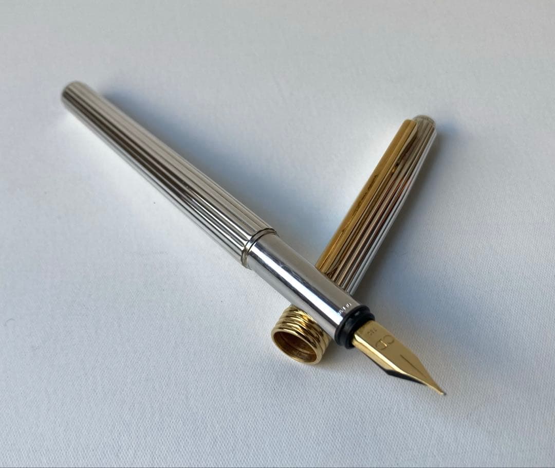 ディオール　希少　ヴィンテージ　ストライプ　イエローゴールド　万年筆　Au750