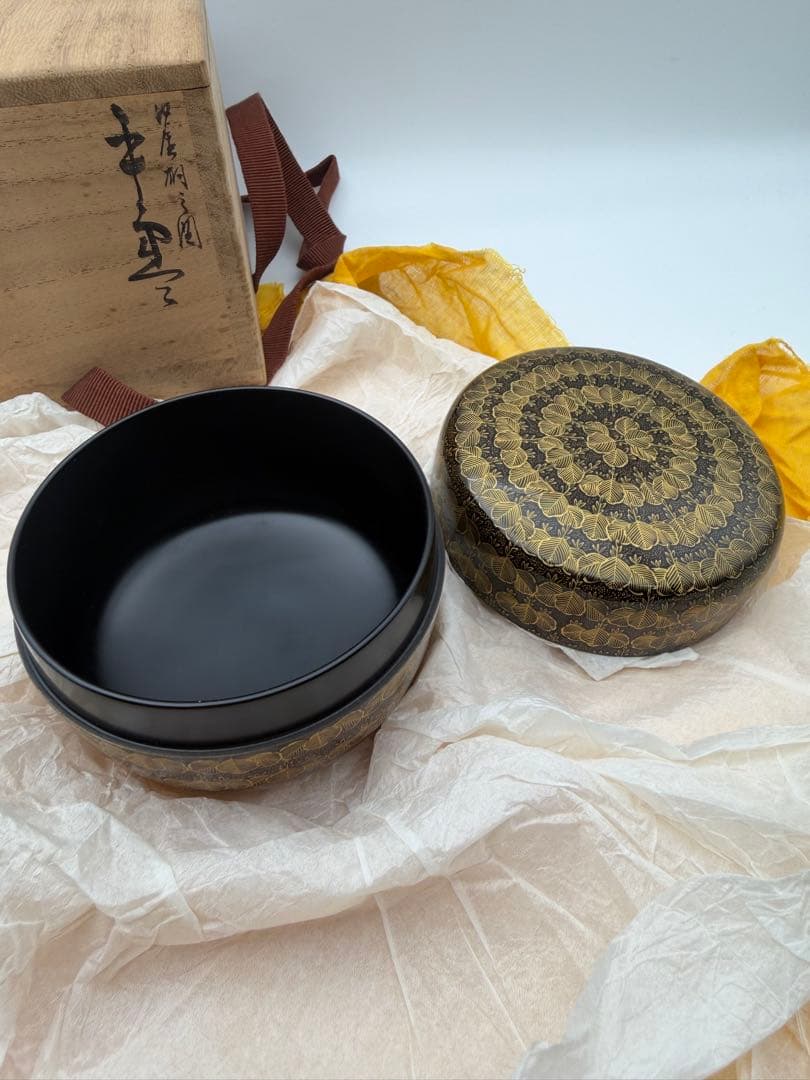茶道具 沈金師 前志芸男 作 輪島桐の絵 棗