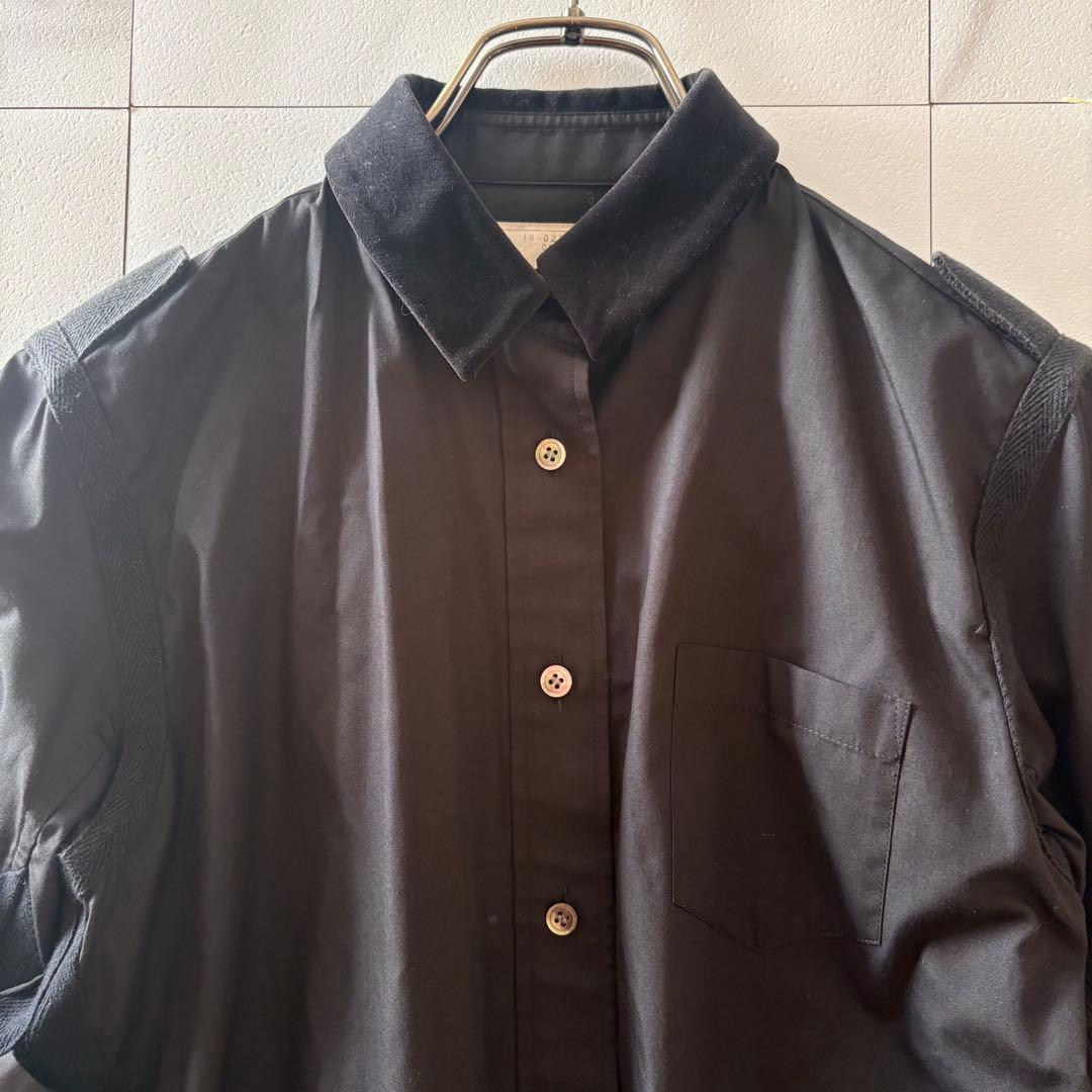 sacai ベロアシャツブラウス　黒　長袖　トップス　1size