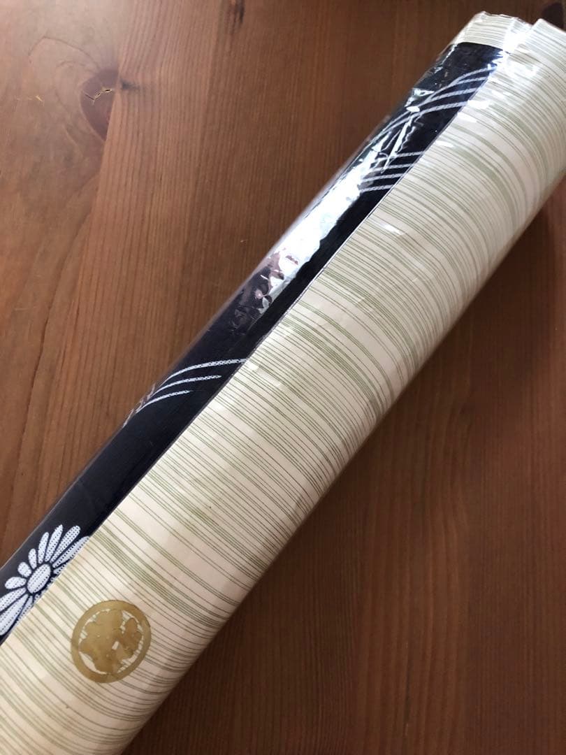 竺仙　浴衣　反物　綿絽　紺地に白抜　波頭に菊花