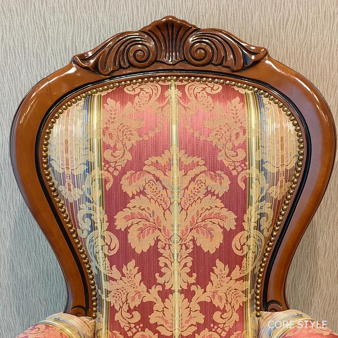 美品 ハイバックチェア　イタリア製 　ロココ様式　ソファ　猫脚　アームチェア