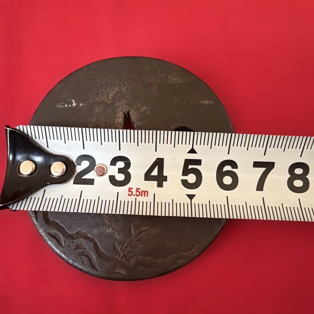 古道具　古道具　古鉄地　時代 古鍔 鉄地 丸形 武具 刀装具　正阿弥　包信　在銘