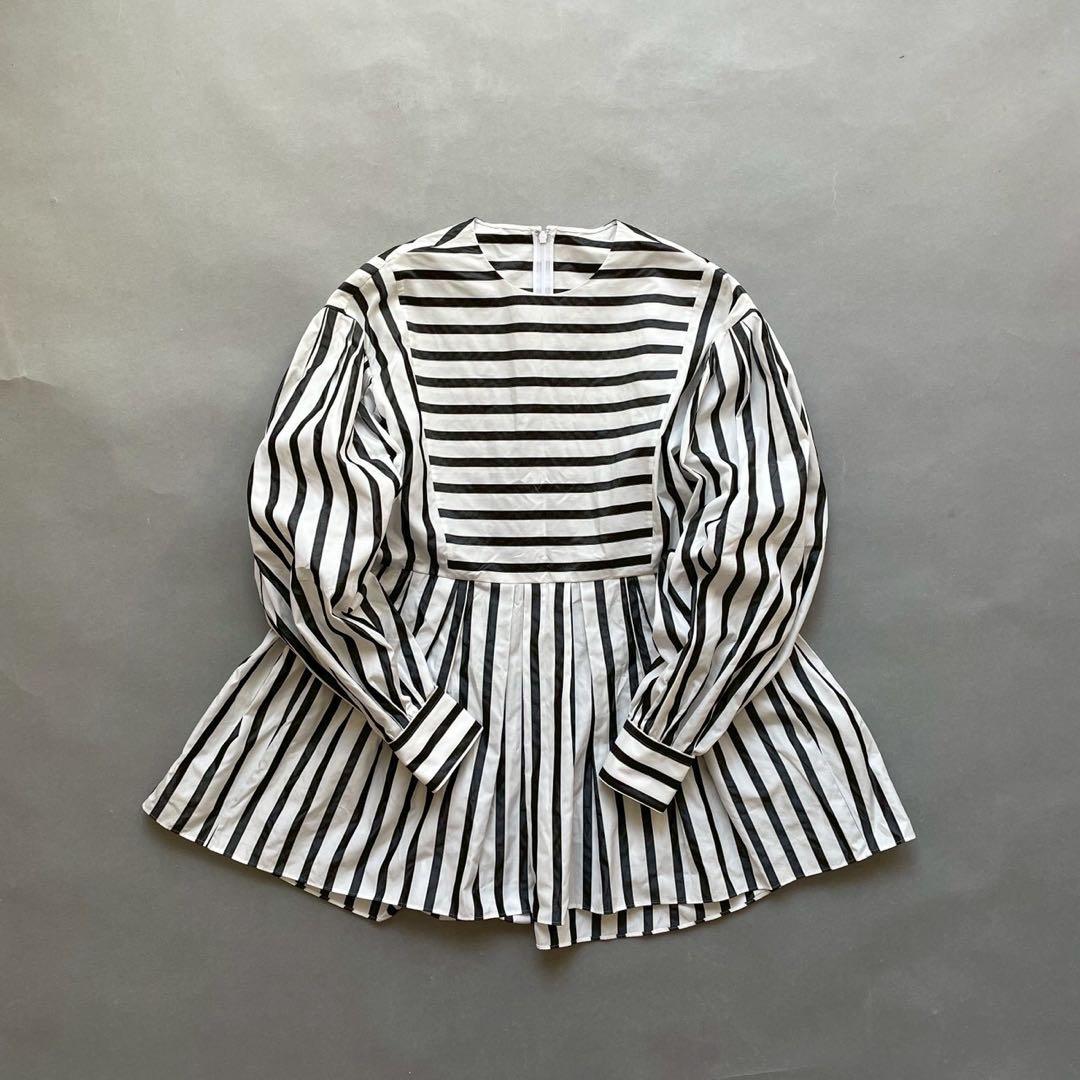 ◎美品◎ CYCLAS シクラス コットンシルク ストライプ 長袖ブラウス