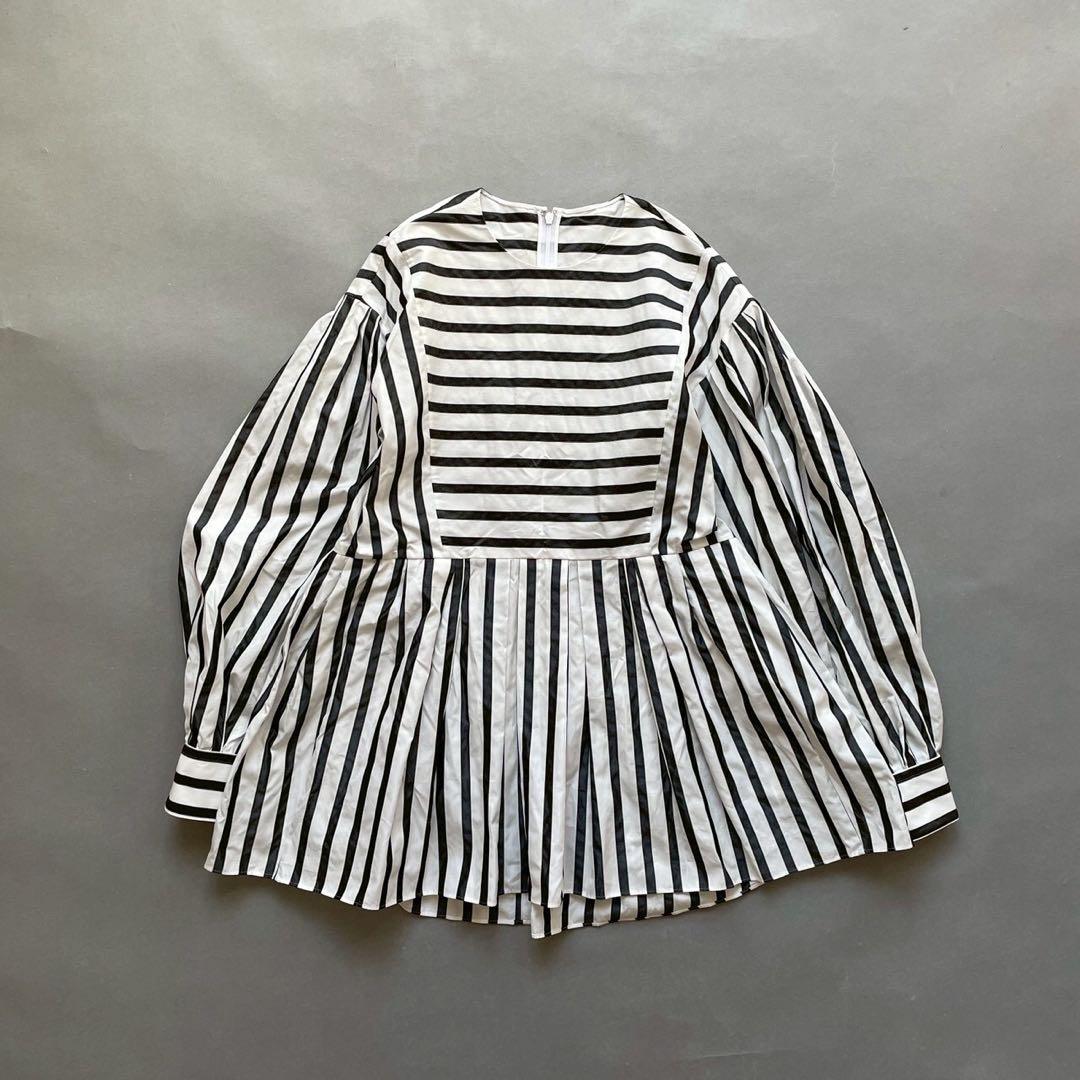 ◎美品◎ CYCLAS シクラス コットンシルク ストライプ 長袖ブラウス