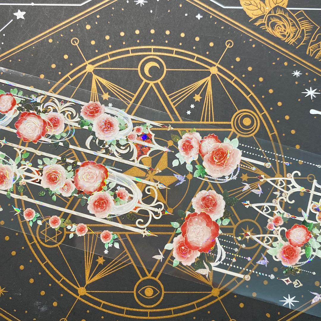 【9284】海外　マステ　中古巻　貝殻光マスキングテープ　バラ　装飾系