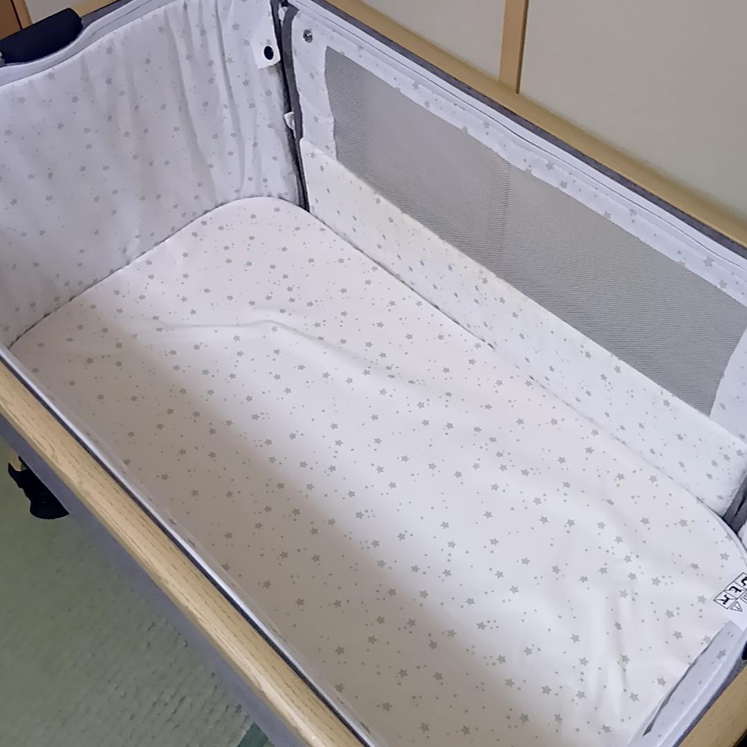 HZDMJ 折りたたみ　ベビーベッド　添い寝　グレー　取扱説明書・収納袋付属