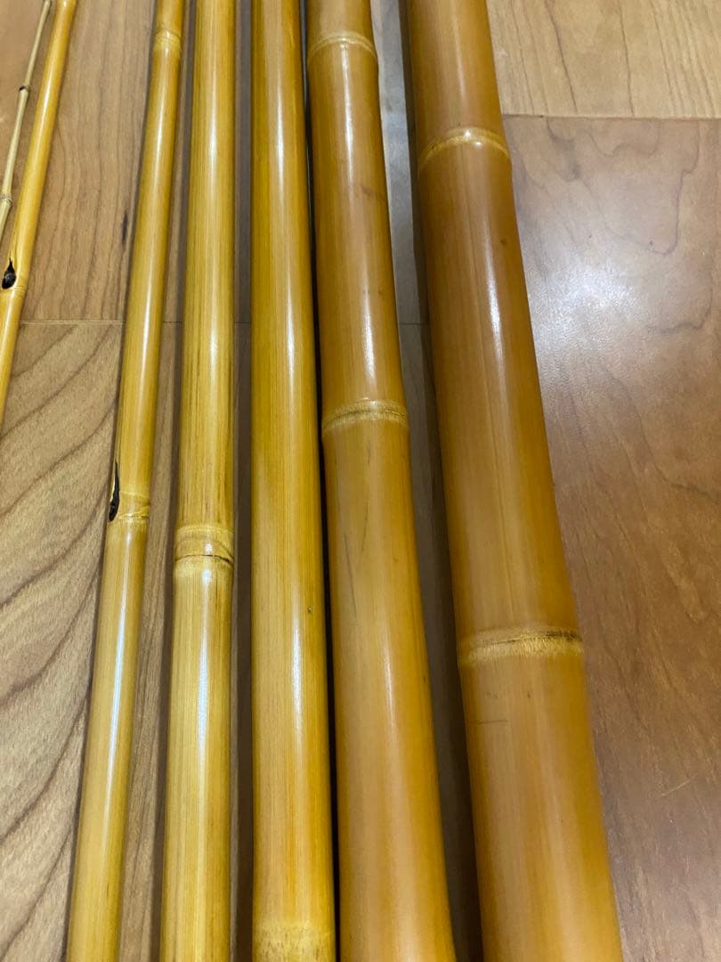 未使用　約750㎝　竹富　和竿　竹竿　7本継ぎ　　替え穂付　渓流　昭和　江戸