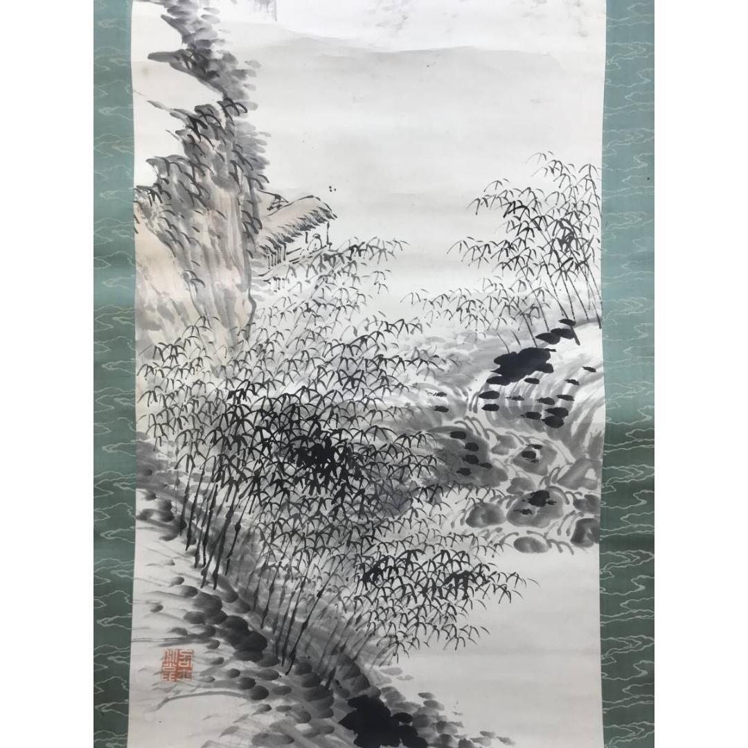 真作/田能村直入/山水人物図画賛/名家伝来/AK-492