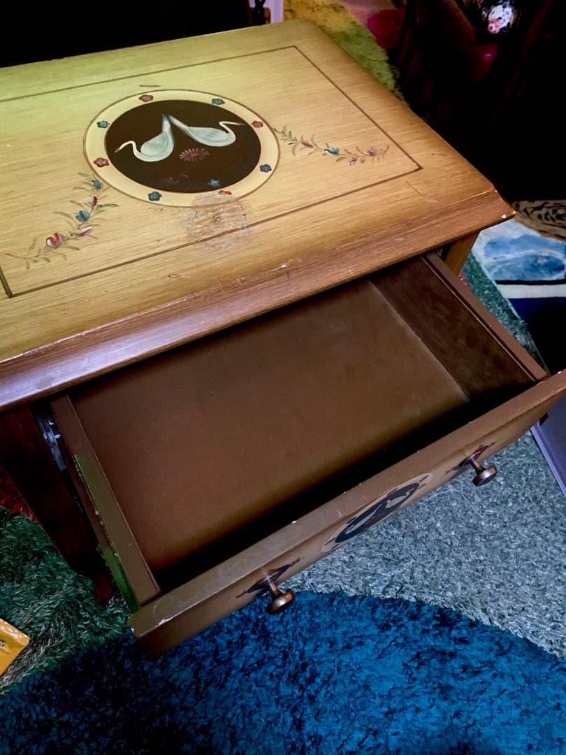 アンティーク　キャビネット　トールペイント　チェスト