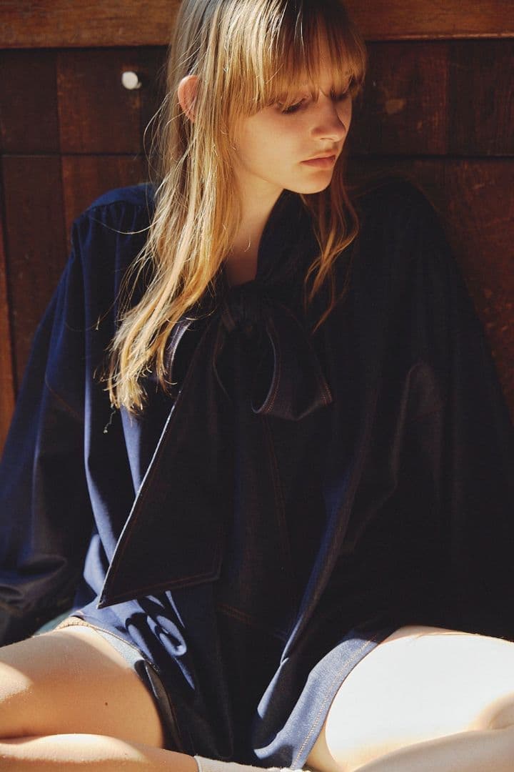 トップス THE TOE Romer Ribbon Blouse blue