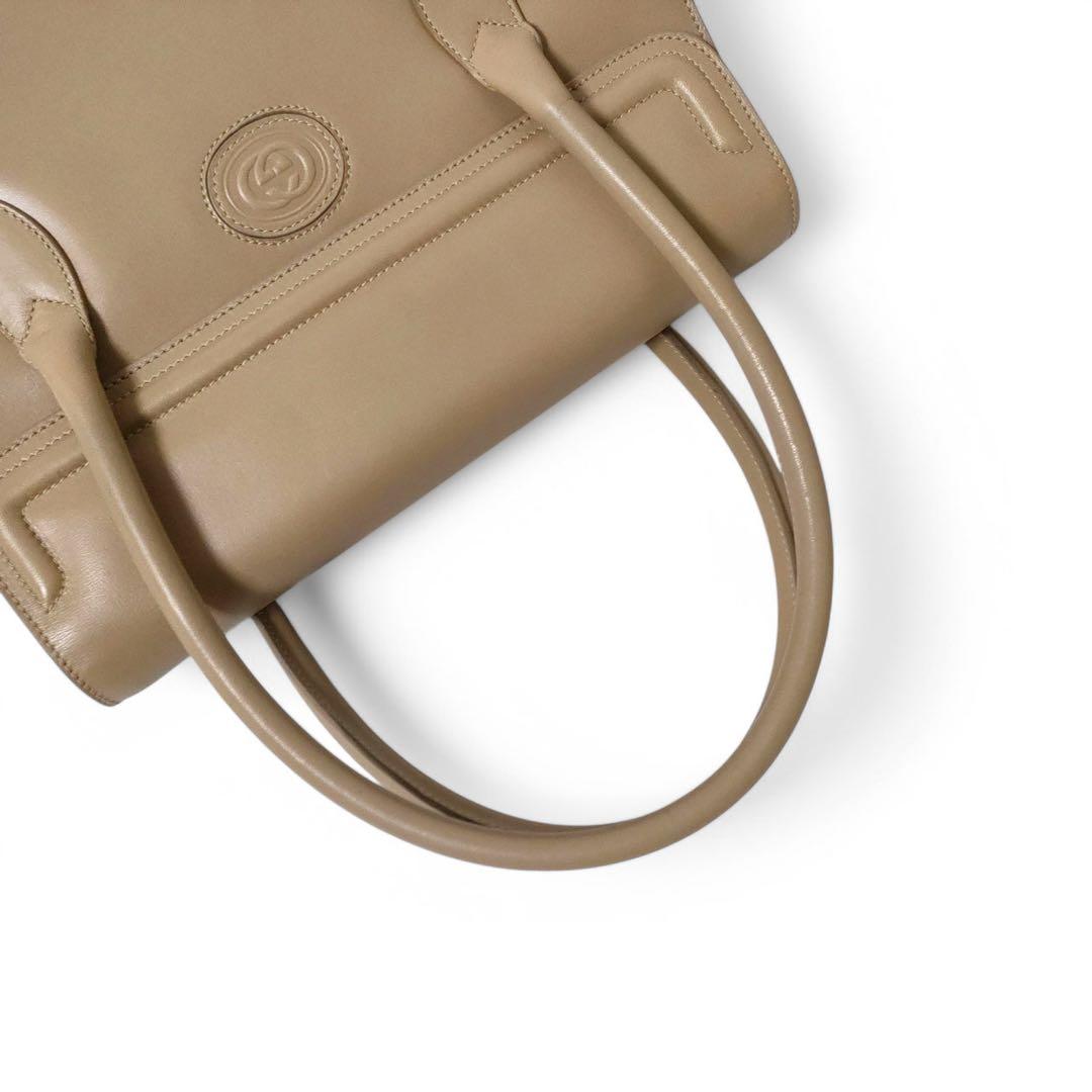 美品✨オールドグッチ インターロッキング ハンドバッグ レザー ベージュ 廃盤