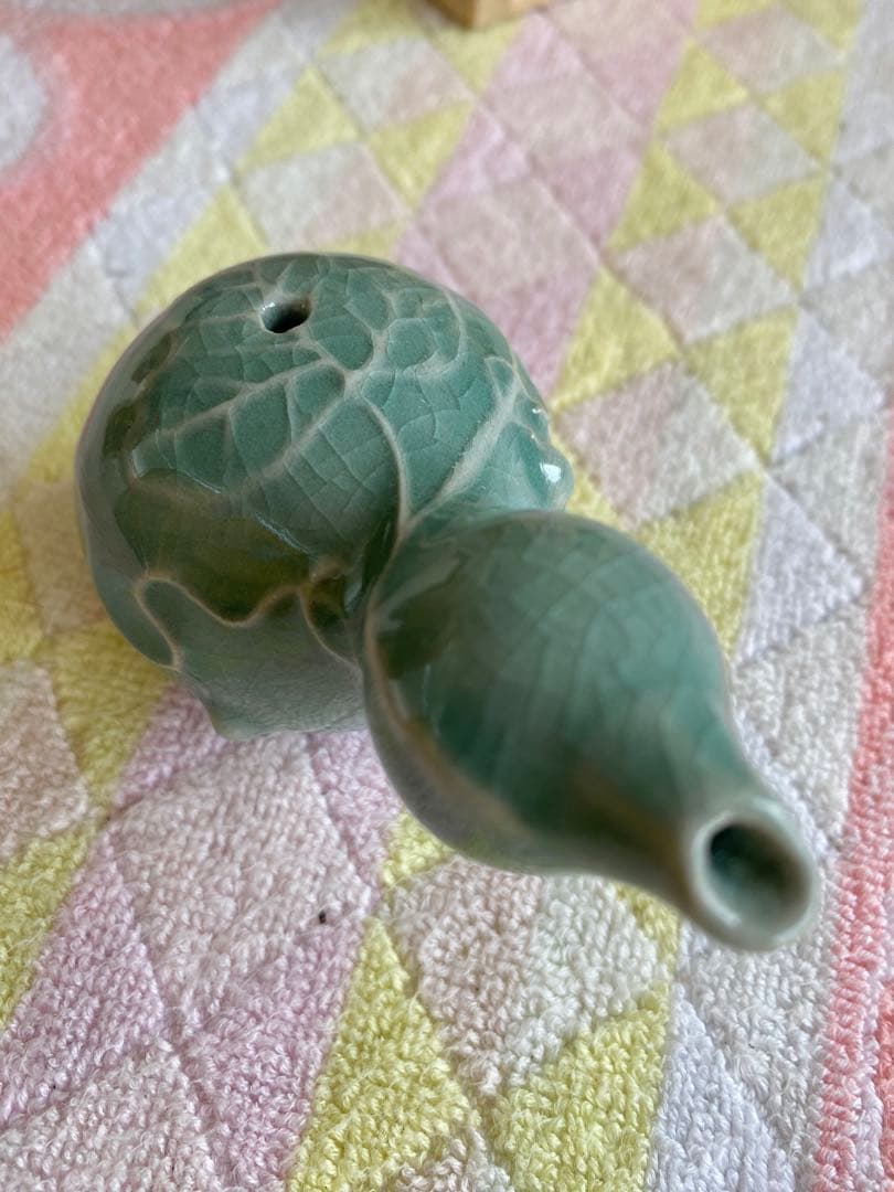 青磁瓢箪形水滴　青峰　書道　木箱入　水滴