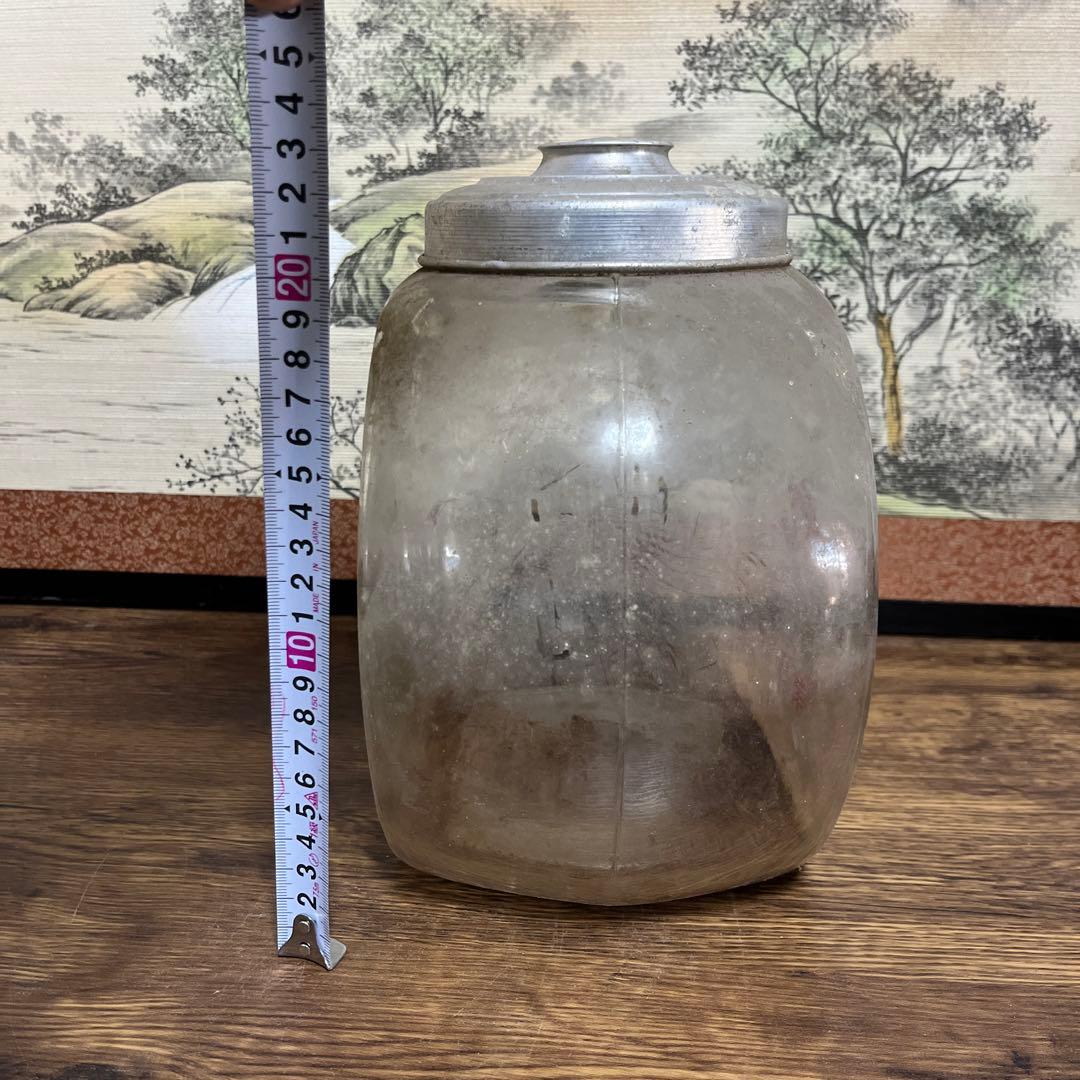 当時物昭和レトロ　パイン製菓　パインアメ　平瓶　ガラス瓶　菓子瓶