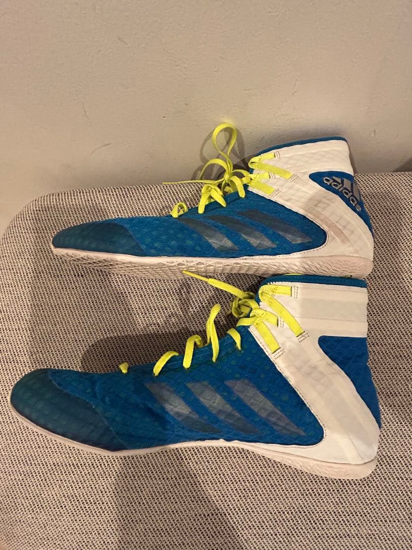 adidas ボクシングシューズ 青/黄 ハイカット