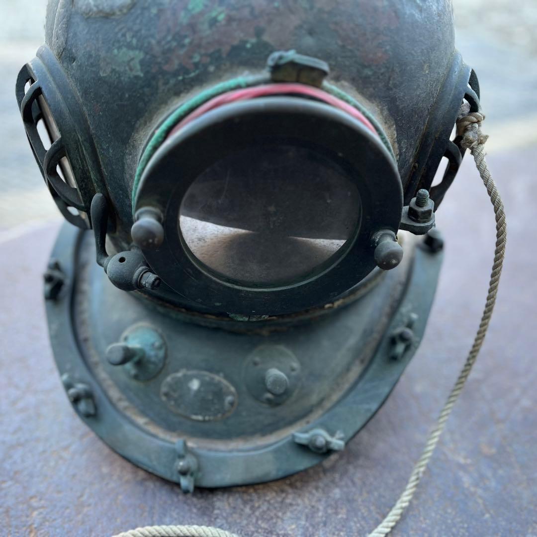 【希少】東亜潜水機株式会社　ヘルメット式潜水　アンティークの潜水ヘルメット真鍮②